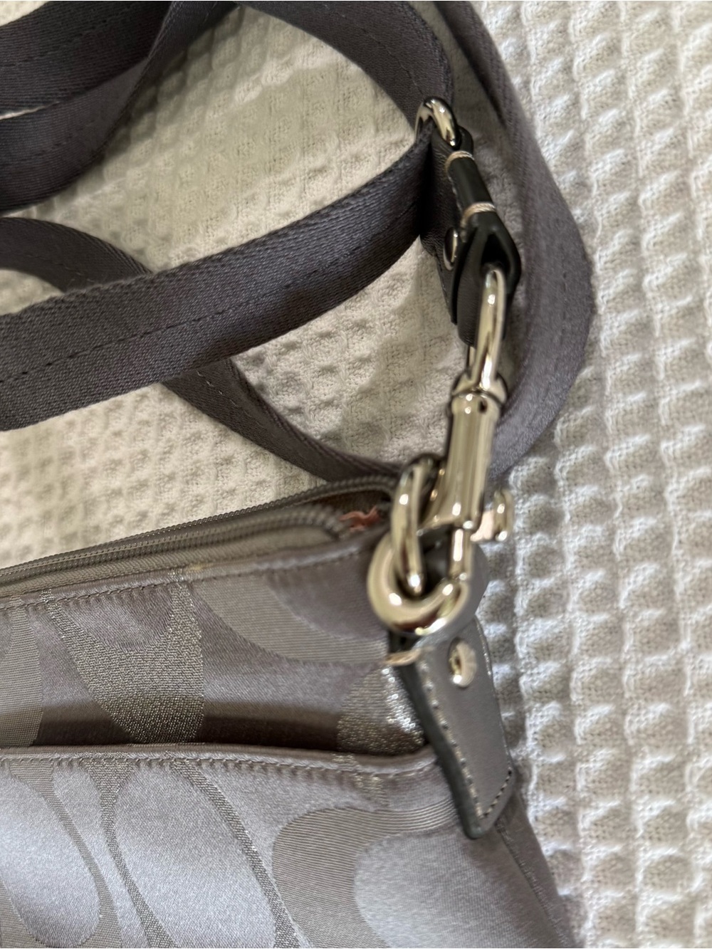 Coach Signature Metallic Gray Crossbody Bag - Picture 4 of 11